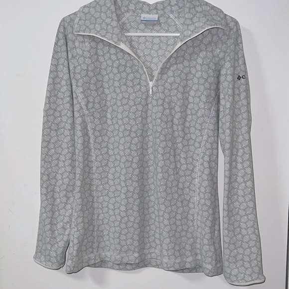 Columbia Tops - Women’s Small Columbia 1/4 zip pullover- light gray and white, EUC